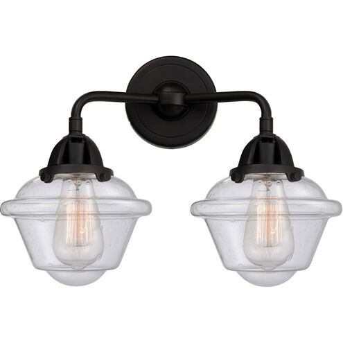 Nouveau 2 Small Oxford LED 15.5 inch Matte Black Bath Vanity Light Wall Light in Seedy Glass