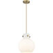 Newton Sphere 1 Light 10 inch Brushed Brass Pendant Ceiling Light in Matte White Glass