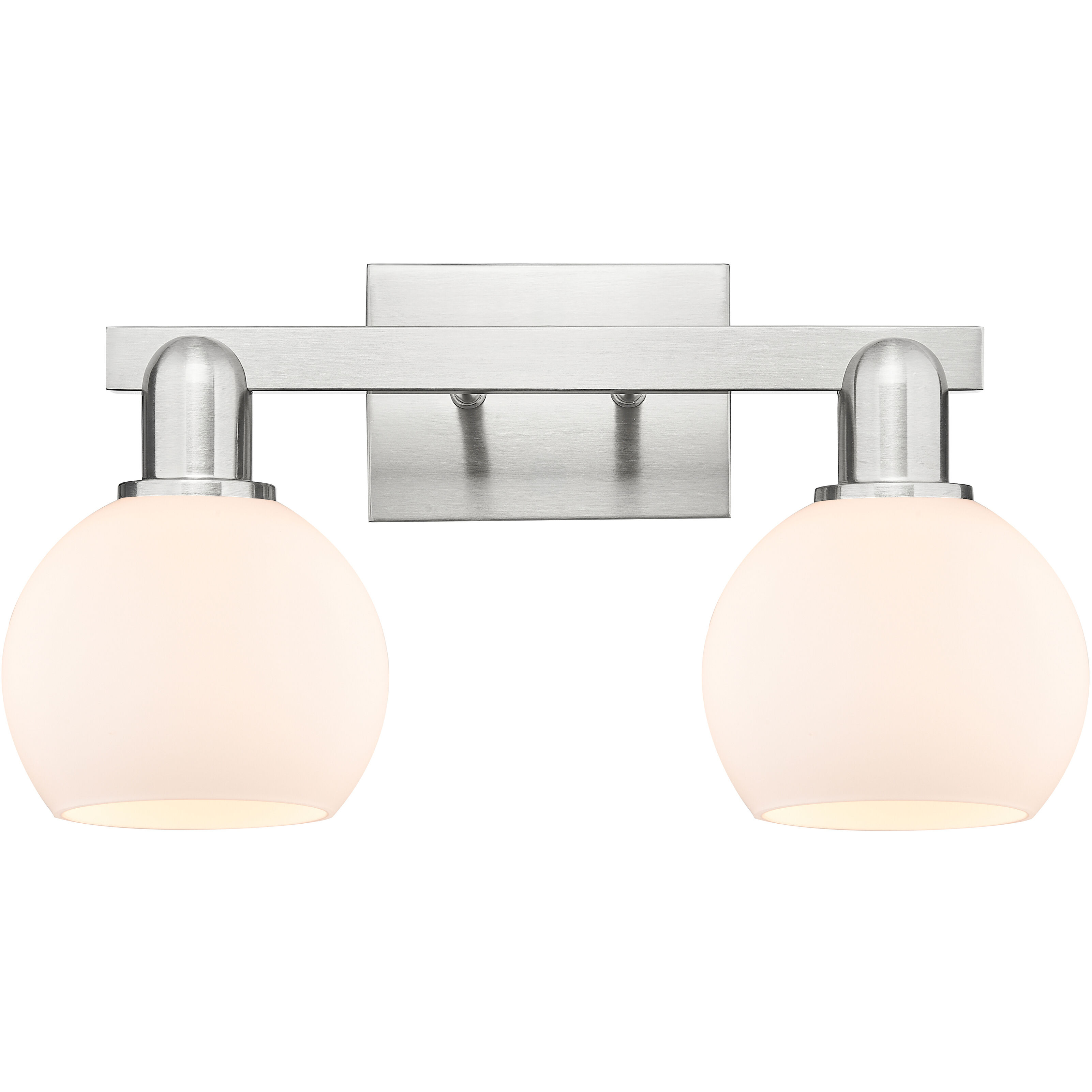 Arcadia Athens 2 Light 16.88 inch Brushed Satin Nickel Bath Vanity Light Wall Light in Matte White