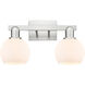 Arcadia Athens 2 Light 16.88 inch Brushed Satin Nickel Bath Vanity Light Wall Light in Matte White