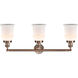 Franklin Restoration Canton LED 30 inch Antique Copper Bath Vanity Light Wall Light in Matte White Glass, Franklin Restoration