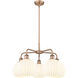Ballston White Venetian 5 Light 26 inch Antique Copper Stem Hung Chandelier Ceiling Light