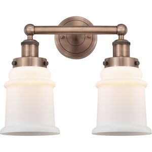 Canton 2 Light 15 inch Antique Copper and Matte White Bath Vanity Light Wall Light