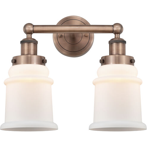 Canton 2 Light 15 inch Antique Copper and Matte White Bath Vanity Light Wall Light