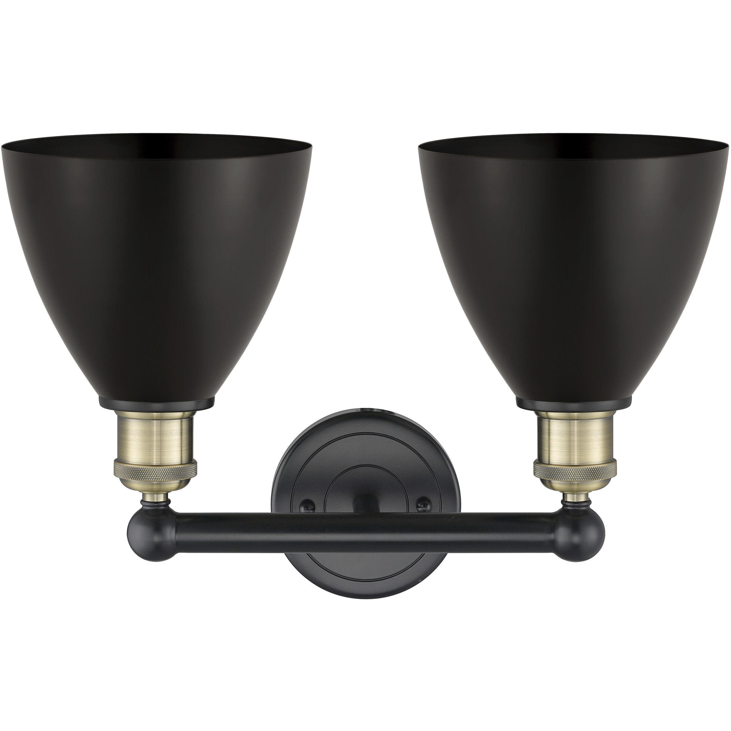 Metal Bristol 2 Light 16.5 inch Black Antique Brass Bath Vanity Light Wall Light in Matte Black, Dome