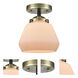 Nouveau Fulton LED 6.75 inch Black Antique Brass Semi-Flush Mount Ceiling Light in Matte White Glass, Nouveau