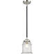 Nouveau Small Canton 1 Light 5 inch Black Polished Nickel Mini Pendant Ceiling Light in Seedy Glass, Nouveau