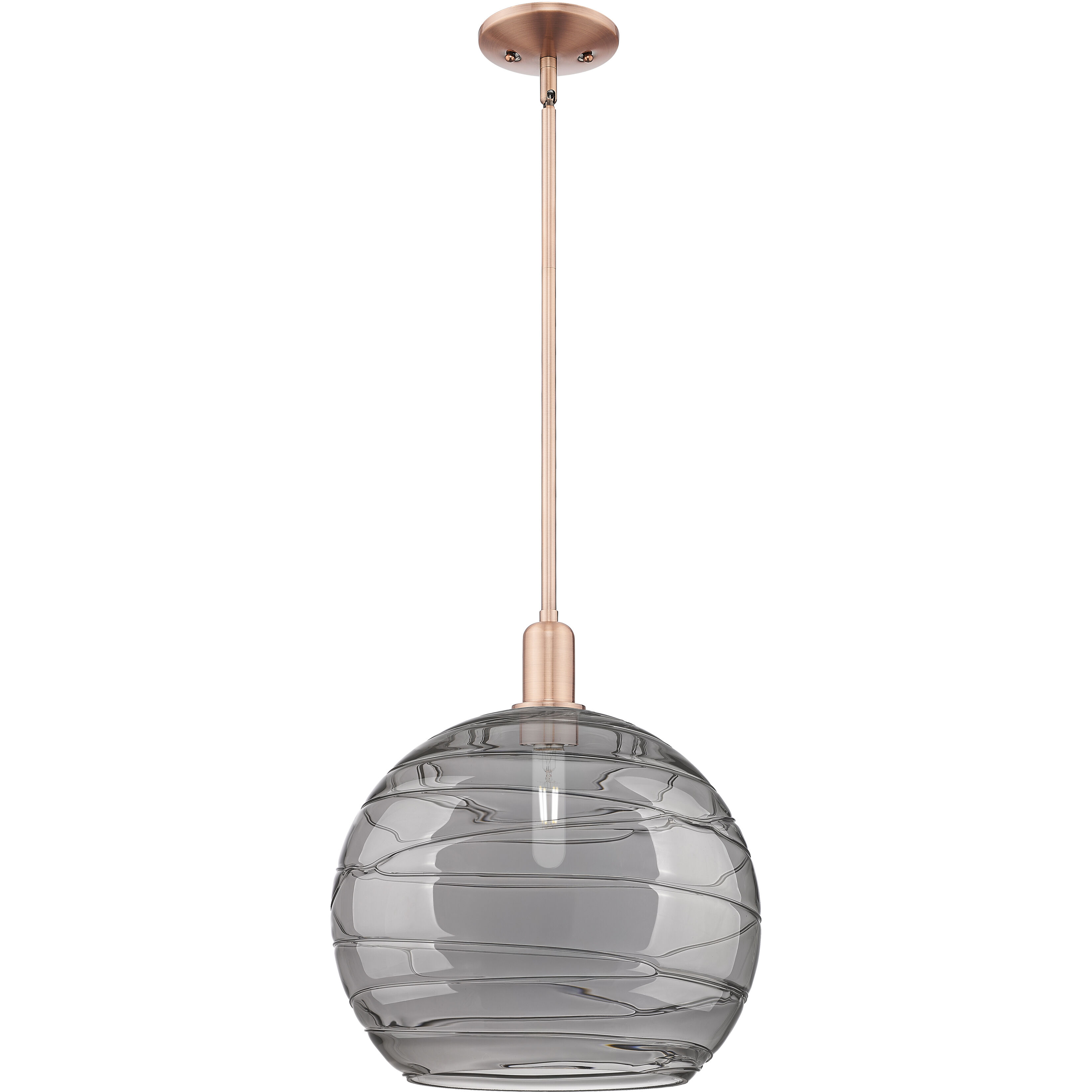 Arcadia Athens Deco Swirl 1 Light 13.75 inch Antique Copper Mini Pendant Ceiling Light