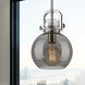 Newton Sphere 1 Light 8 inch Polished Nickel Mini Pendant Ceiling Light in Light Smoke Glass