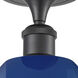 Edison Plymouth Dome 1 Light 12 inch Matte Black Semi-Flush Mount Ceiling Light in Blue