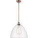 Ballston Dome LED 16 inch Antique Copper Pendant Ceiling Light in Seedy Glass