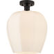 Edison Norfolk 1 Light 12 inch Oil Rubbed Bronze Semi-Flush Mount Ceiling Light in Matte White Glass