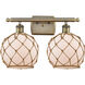 Ballston Farmhouse Rope LED 16 inch Antique Brass Bath Vanity Light Wall Light in White Glass with Brown Rope, Ballston