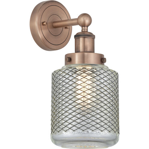 Stanton 1 Light 6 inch Antique Copper and Clear Wire Mesh Sconce Wall Light