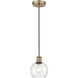 Edison Athens LED 6 inch Antique Brass Mini Pendant Ceiling Light in Seedy Glass