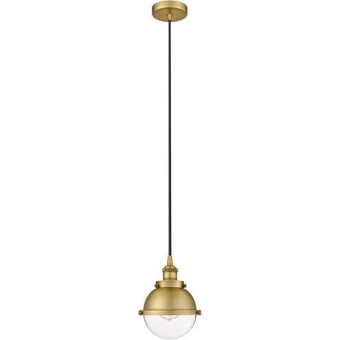 Edison Hampden LED 7.25 inch Brushed Brass Mini Pendant Ceiling Light in Clear Glass