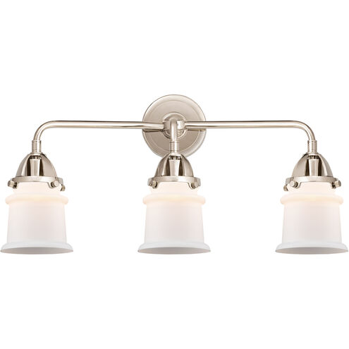 Nouveau 2 Small Canton LED 23.25 inch Polished Nickel Bath Vanity Light Wall Light in Matte White Glass