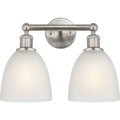 Edison Castile 2 Light 15 inch Brushed Satin Nickel Bath Vanity Light Wall Light in White