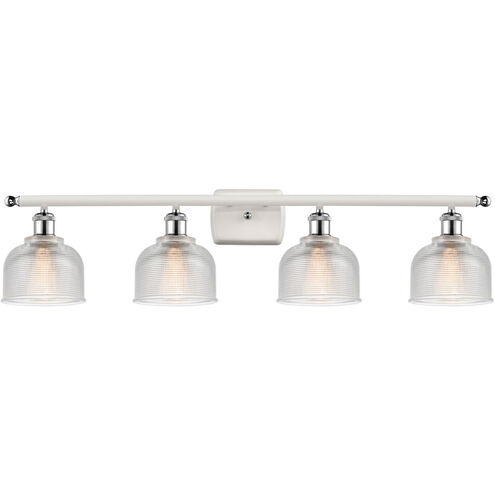 Ballston Dayton 4 Light 36 inch White and Polished Chrome Bath Vanity Light Wall Light in Clear Glass, Ballston