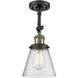 Franklin Restoration Small Cone 1 Light 6 inch Black Antique Brass Sconce Wall Light in Seedy Glass, Franklin Restoration