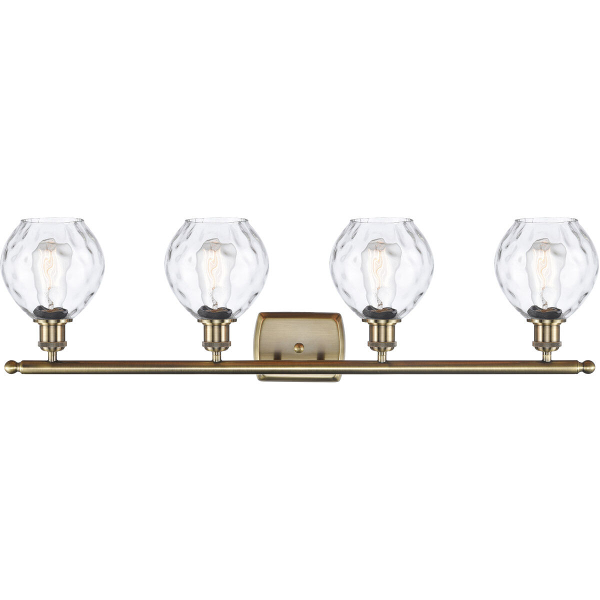 Ballston Small Waverly 4 Light 36 inch Antique Brass Bath Vanity Light Wall Light in Incandescent, Clear Glass, Ballston