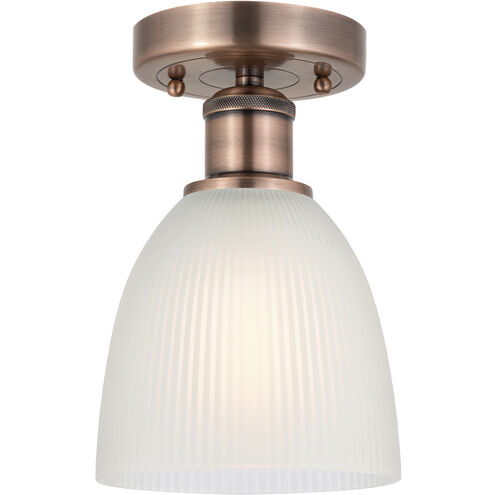 Castile 1 Light 6 inch Antique Copper Flush Mount Ceiling Light in White