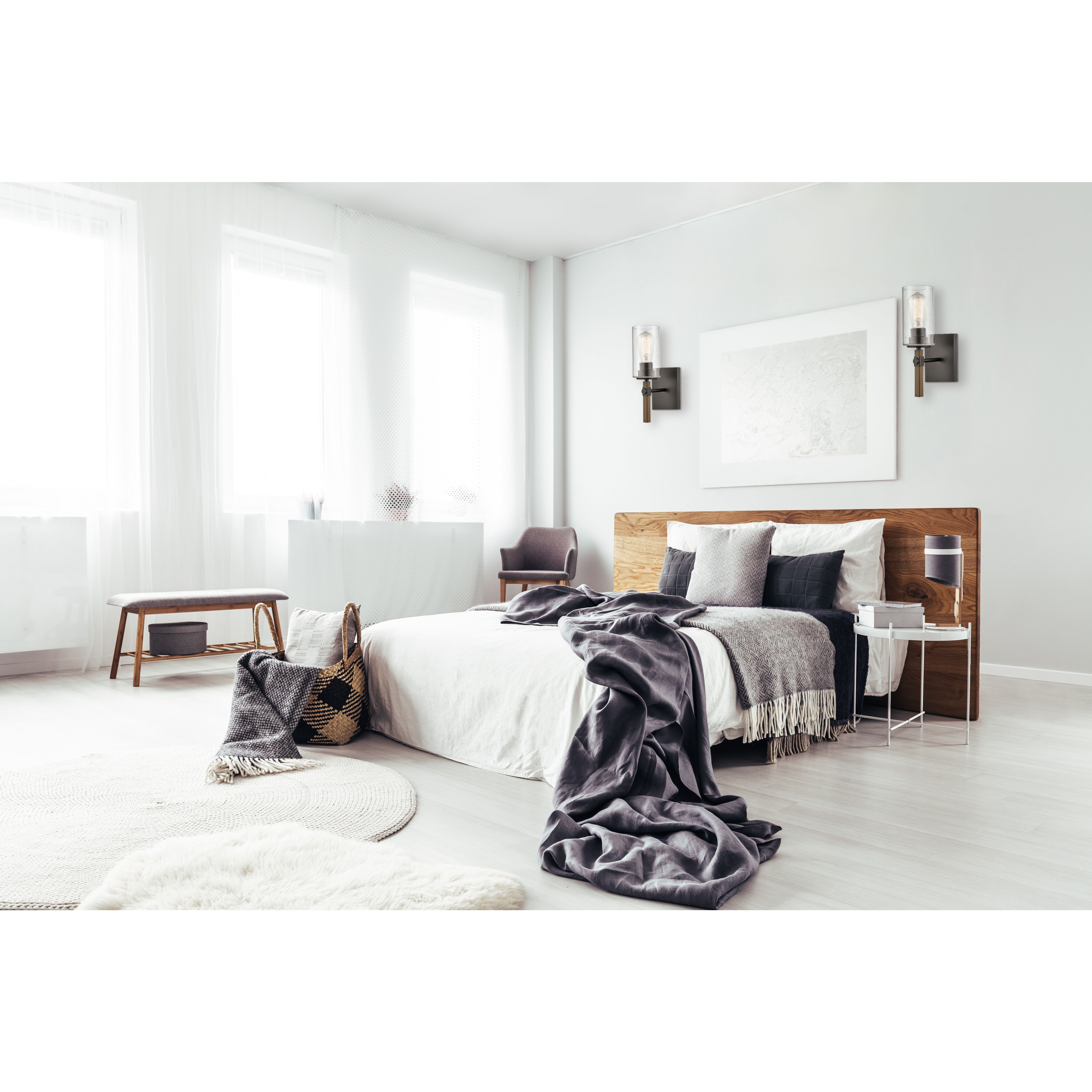 Westlake 1 Light 5 inch Matte Black Bath Vanity Light Wall Light in Seedy Glass