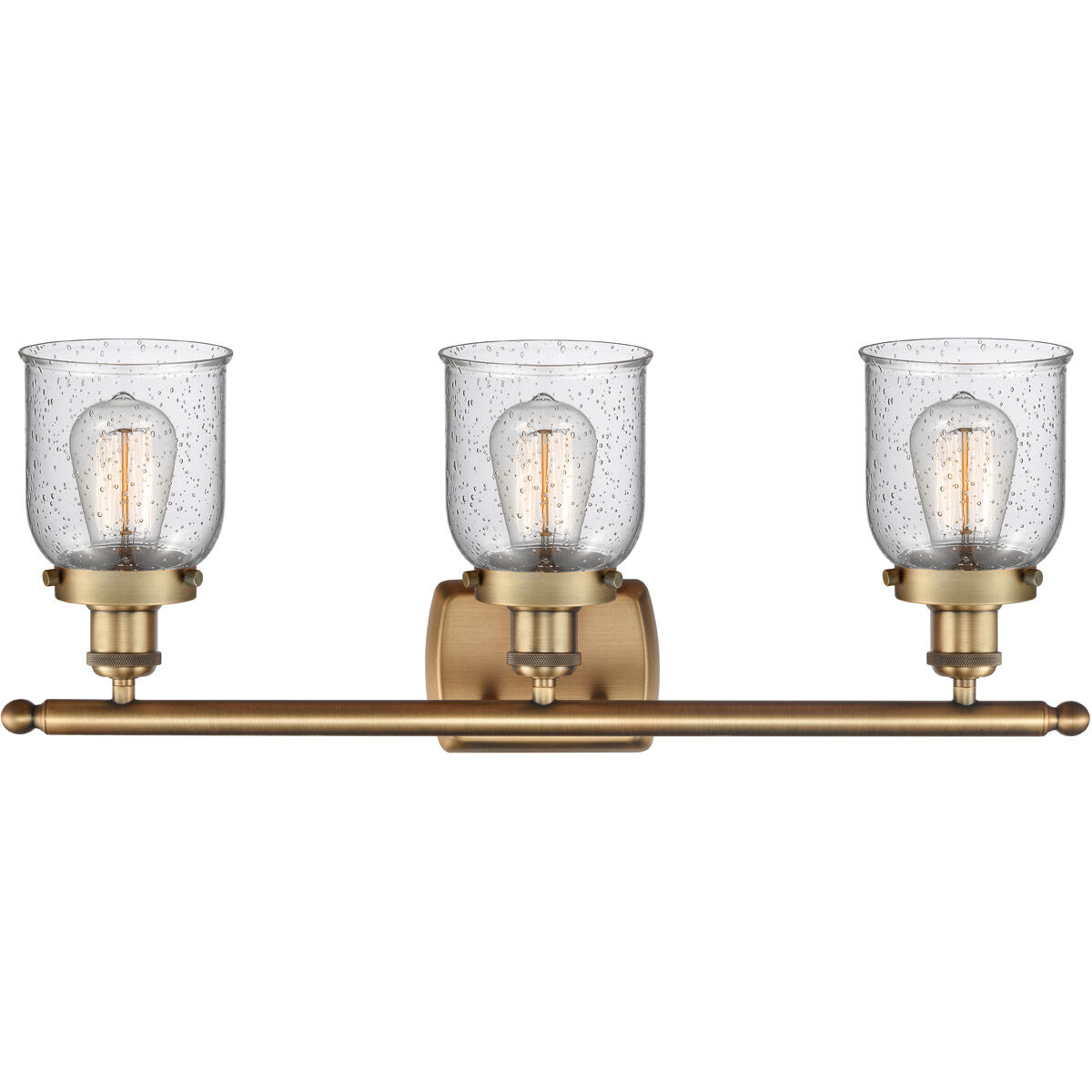 Ballston Small Bell LED 26 inch Brushed Brass Bath Vanity Light Wall Light in Seedy Glass