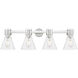 Downtown Urban Lawton Cone 4 Light 34 inch Satin Nickel Bath Vanity Light Wall Light in Seedy