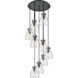 Newton Bell 9 Light 22.13 inch Matte Black Multi Pendant Ceiling Light in Seedy Glass