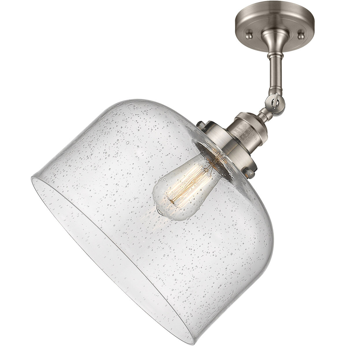 Franklin Restoration X-Large Bell 1 Light 12 inch Brushed Satin Nickel Semi-Flush Mount Ceiling Light in Seedy Glass, Franklin Restoration