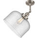 Franklin Restoration X-Large Bell LED 12 inch Brushed Satin Nickel Semi-Flush Mount Ceiling Light in Seedy Glass, Franklin Restoration