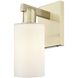 Arcadia Clymer Armed Sconce Wall Light in Antique Brass, Matte White
