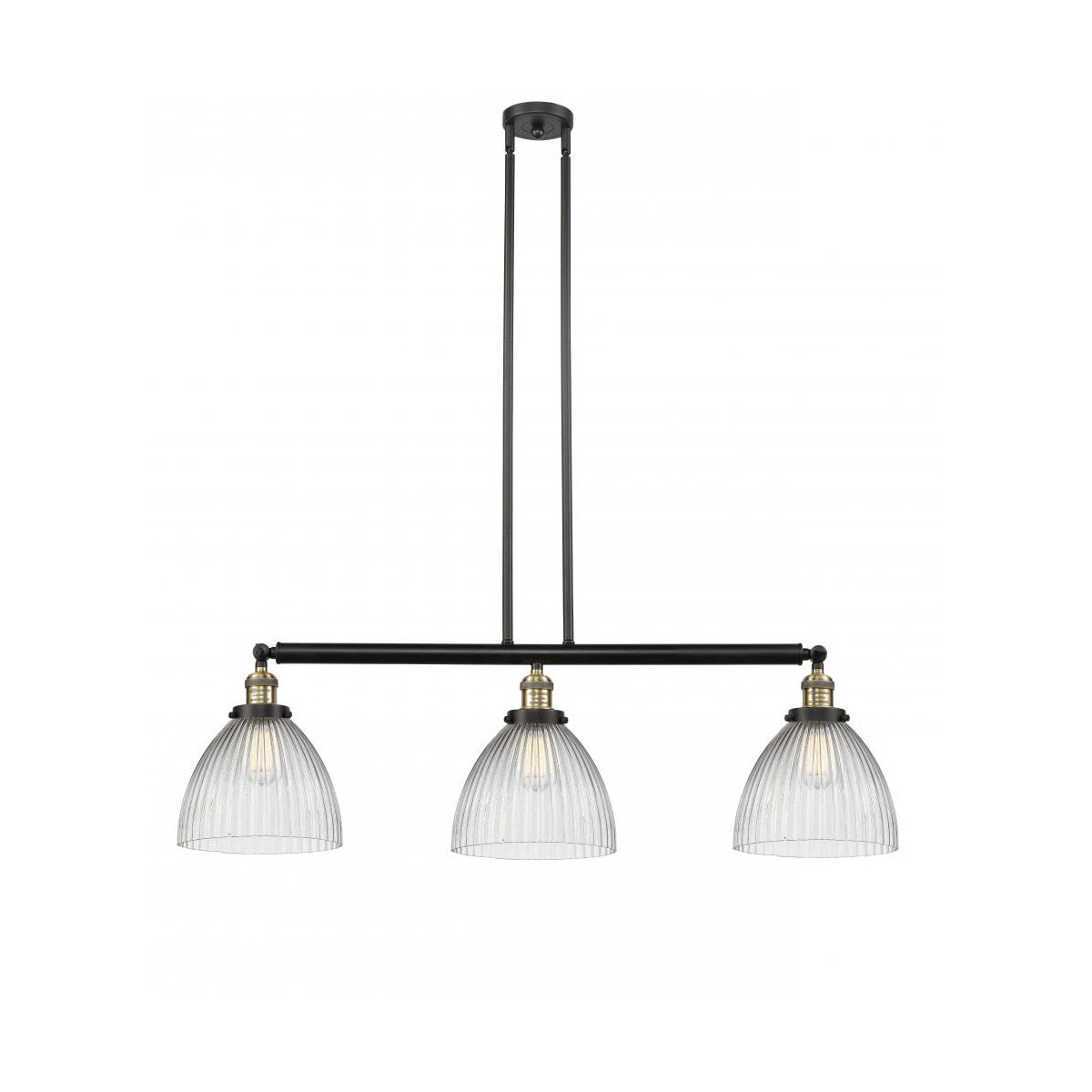 Franklin Restoration Seneca Falls 3 Light 39 inch Black Antique Brass Island Light Ceiling Light, Franklin Restoration