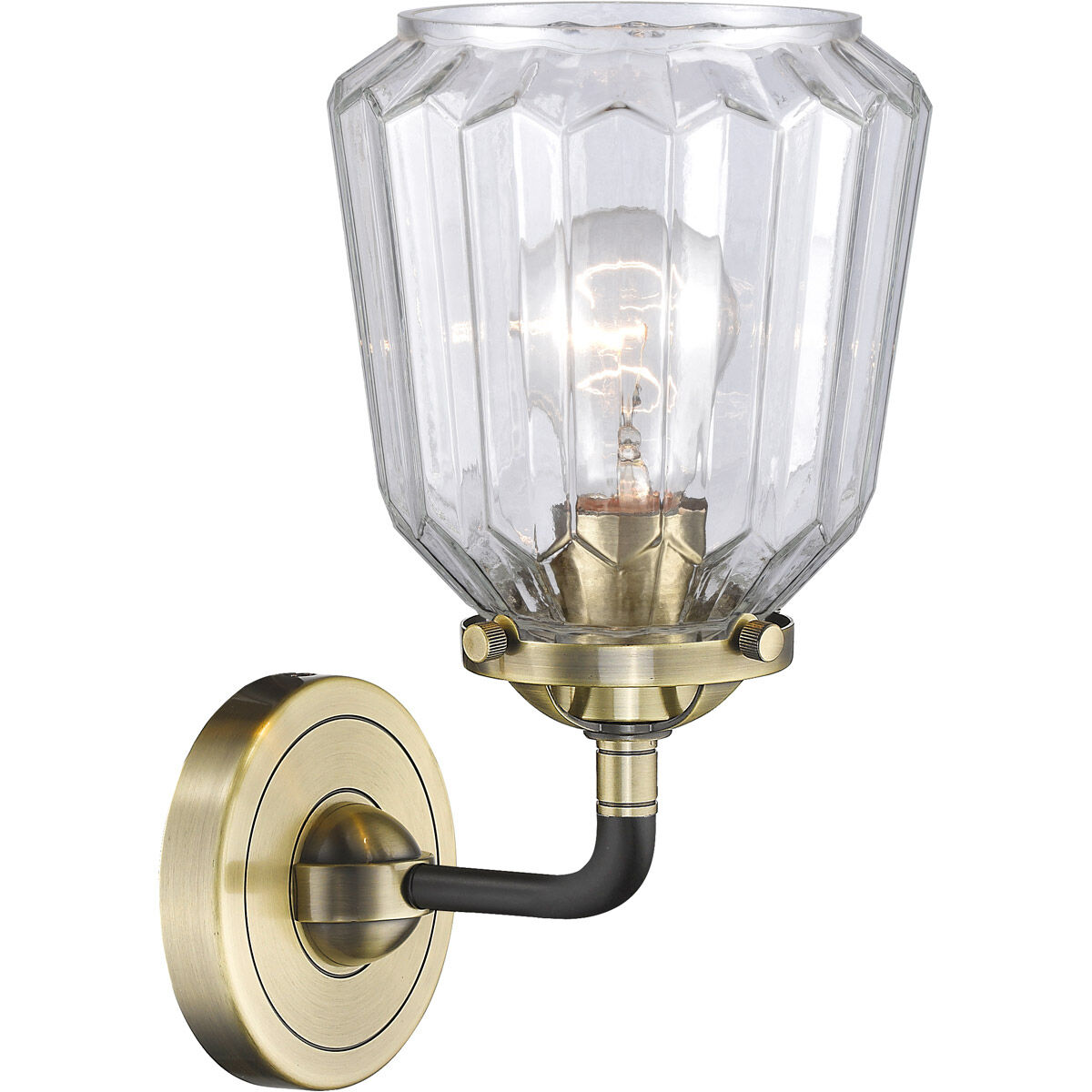 Nouveau Chatham 1 Light 6 inch Black Antique Brass Sconce Wall Light in Clear Glass, Nouveau