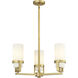 Utopia 3 Light 21.5 inch Brushed Brass Pendant Ceiling Light in Matte White Glass
