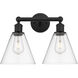 Berkshire 2 Light 17 inch Matte Black Bath Vanity Light Wall Light in Clear