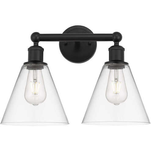 Berkshire 2 Light 17 inch Matte Black Bath Vanity Light Wall Light in Clear