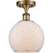 Ballston Farmhouse Chicken Wire LED 8 inch Brushed Brass Semi-Flush Mount Ceiling Light, Ballston
