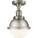 Franklin Restoration Hampden 1 Light 7.25 inch Brushed Satin Nickel Semi-Flush Mount Ceiling Light in Matte White Glass