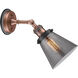 Franklin Restoration Small Cone 1 Light 6 inch Antique Copper Sconce Wall Light in Plated Smoke Glass