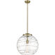 Ballston Athens Deco Swirl LED 15.75 inch Antique Brass Pendant Ceiling Light in Clear Deco Swirl