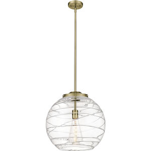 Ballston Athens Deco Swirl LED 15.75 inch Antique Brass Pendant Ceiling Light in Clear Deco Swirl