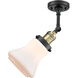 Franklin Restoration Bellmont LED 6 inch Black Antique Brass Semi-Flush Mount Ceiling Light in Matte White Glass, Franklin Restoration