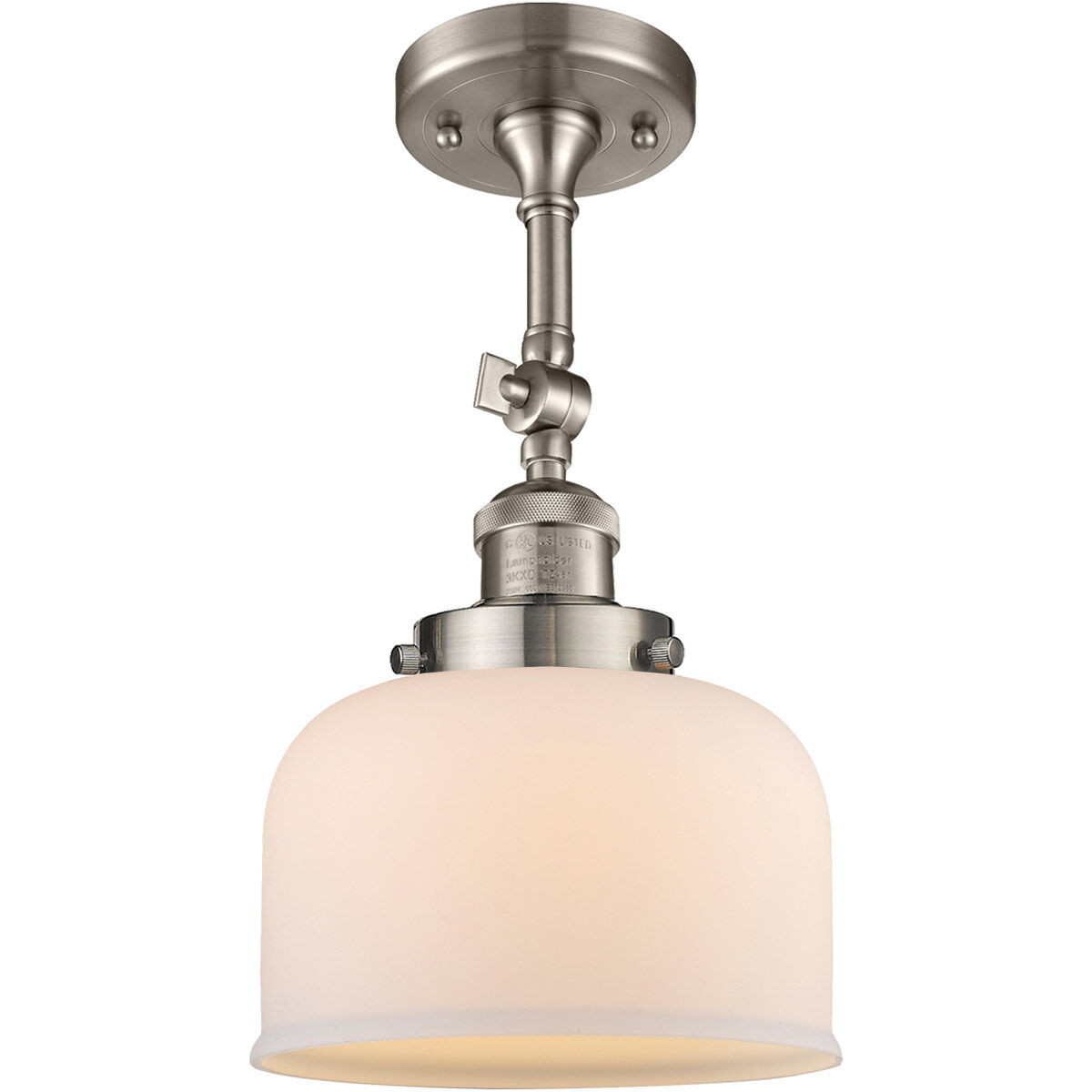 Franklin Restoration Large Bell 1 Light 8 inch Brushed Satin Nickel Sconce Wall Light in Matte White Glass, Franklin Restoration