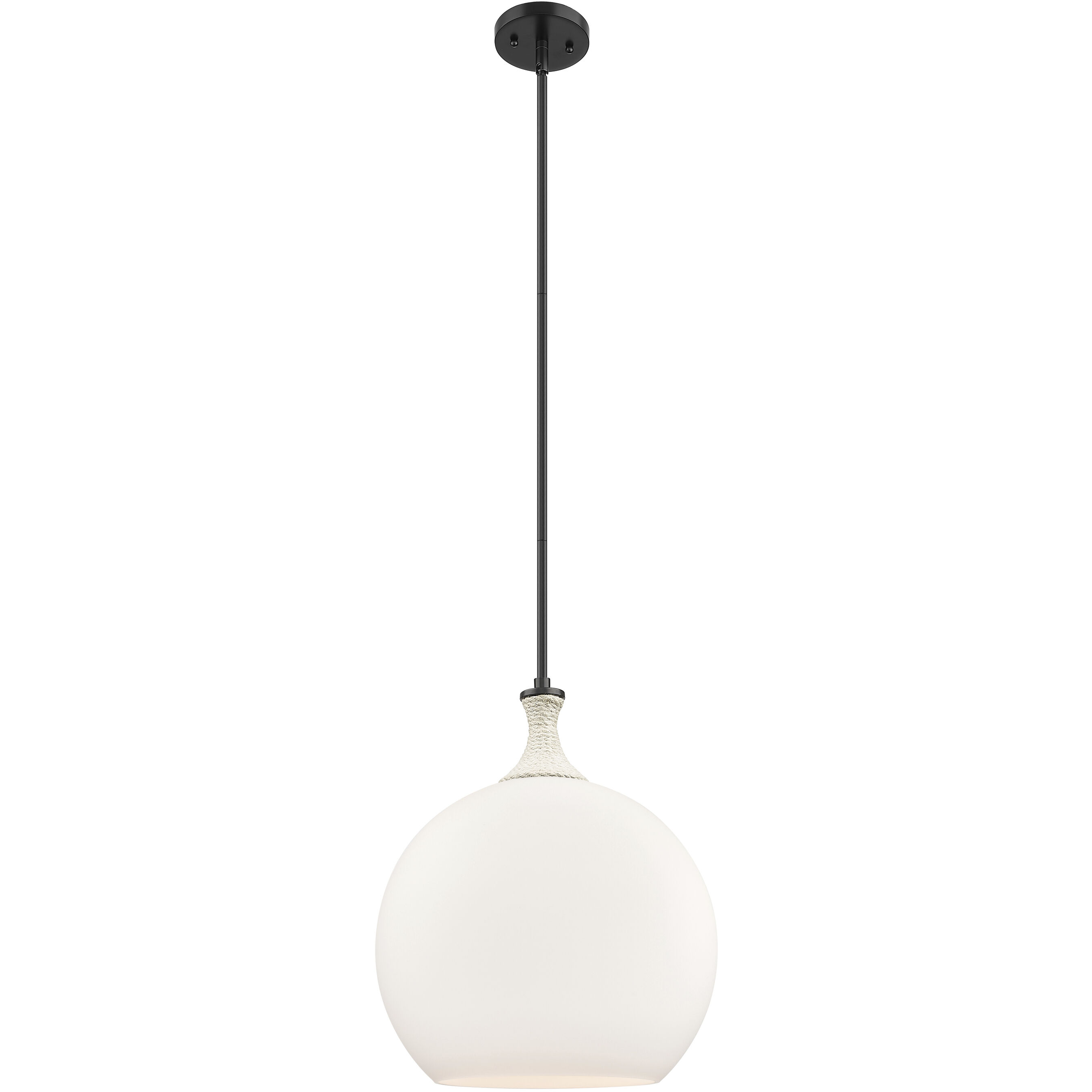 Astor 1 Light 14 inch Matte Black Pendant Ceiling Light in Matte White Glass