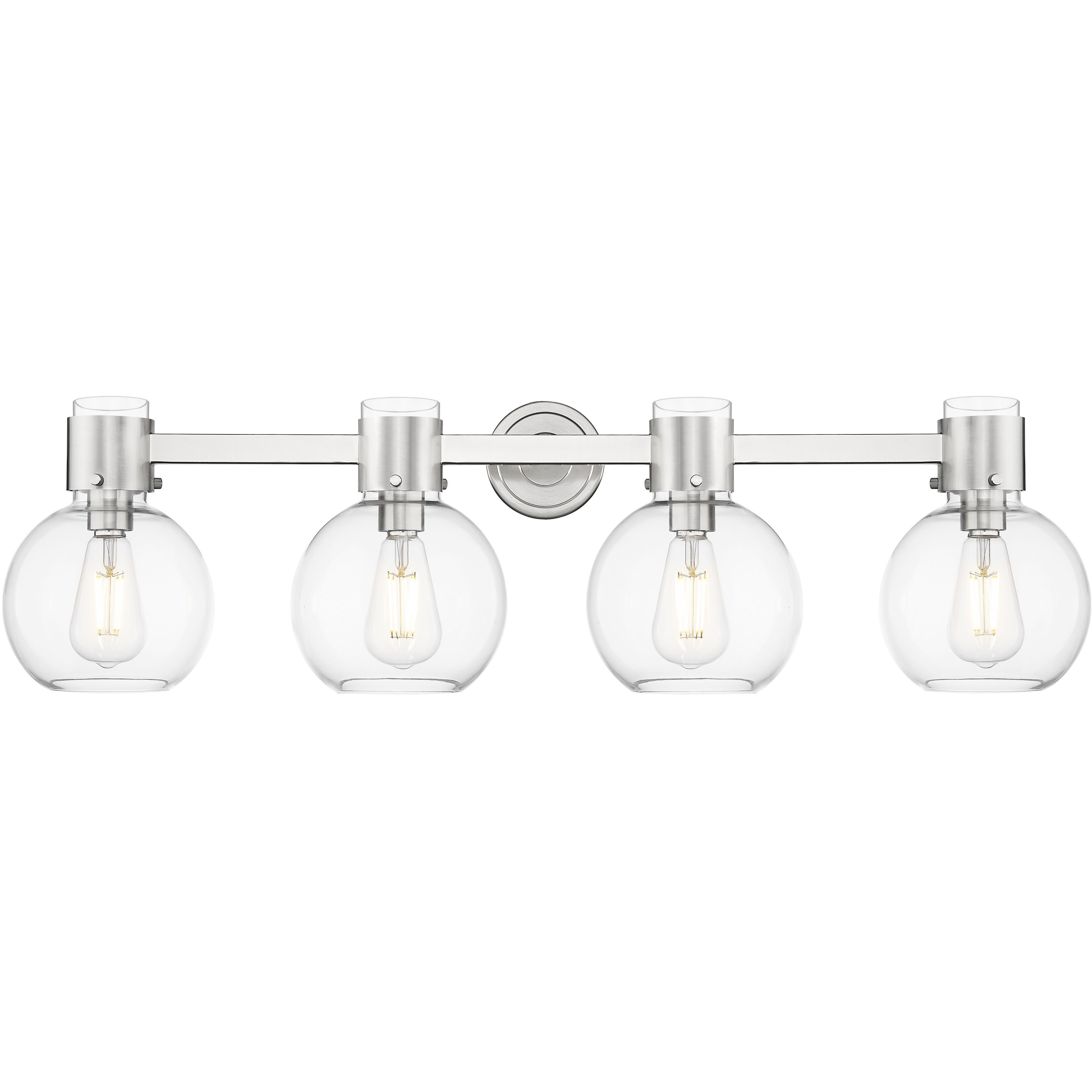 Lawton Sphere 4 Light 34 inch Polished Nickel Bath Vanity Light Wall Light in Clear Glass