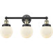 Beacon 3 Light 24.5 inch Black Antique Brass Bath Vanity Light Wall Light in Matte White