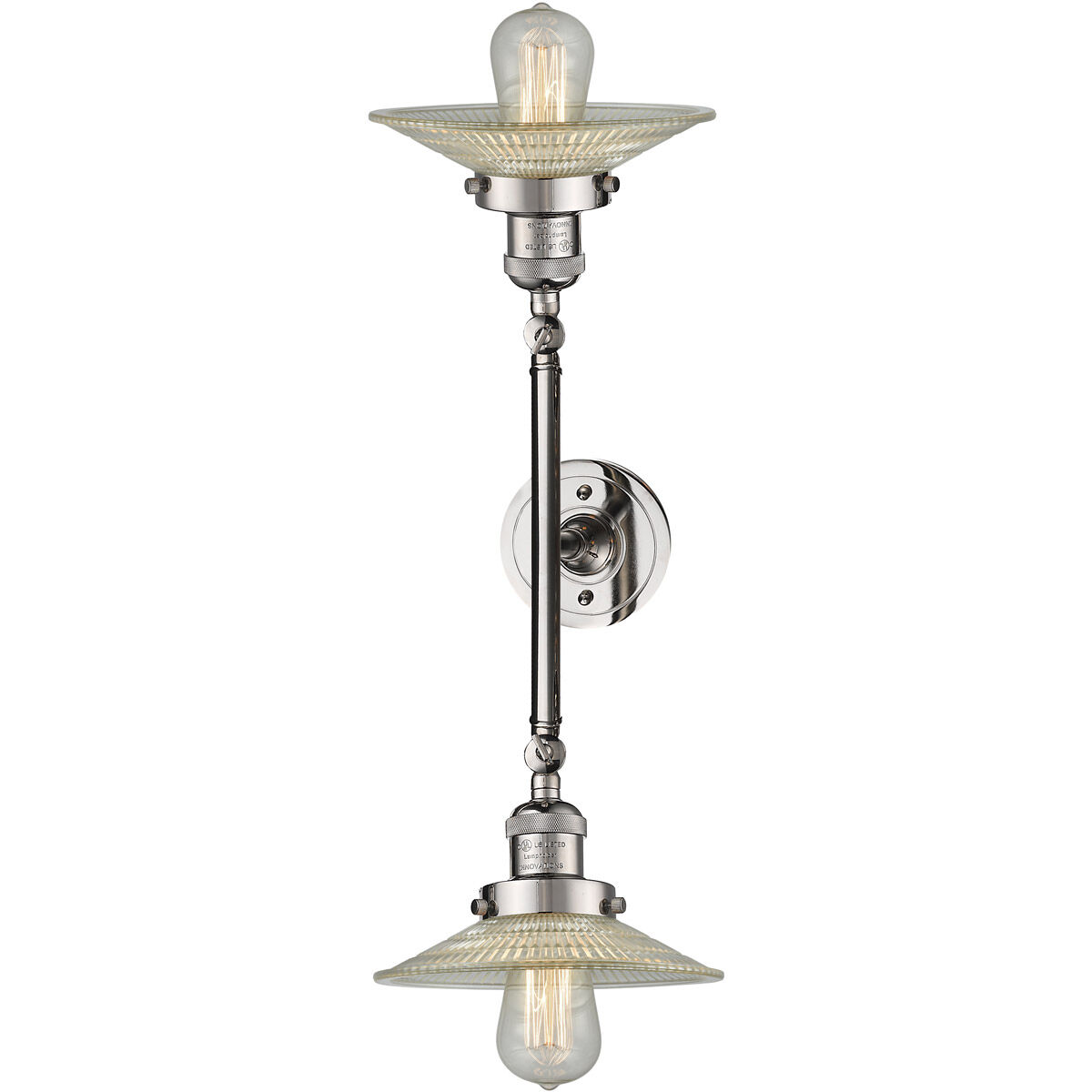 Franklin Restoration Halophane LED 18 inch Polished Nickel Bath Vanity Light Wall Light in Clear Halophane Glass, Franklin Restoration