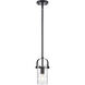 Pilaster II Cylinder 1 Light 5 inch Matte Black Pendant Ceiling Light in Deco Swirl Glass